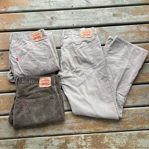 Levi’s Tan & Brown Corduroy Pants Lot - 3 Count - Size 38Wx34L - Style 559 & 527